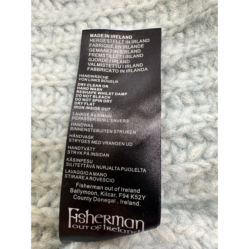 Fisherman Out of Ireland Seafoam Baby Alpaca Merino Turtleneck Sweater Small - Picture 7 of 9